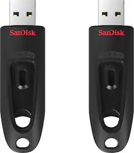 SanDisk - Ultra 64GB USB 3.0 Flash Drive with Hardware Encryption (2-Pack) - Black