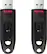 Front. SanDisk - Ultra 64GB USB 3.0 Flash Drive with Hardware Encryption (2-Pack) - Black.