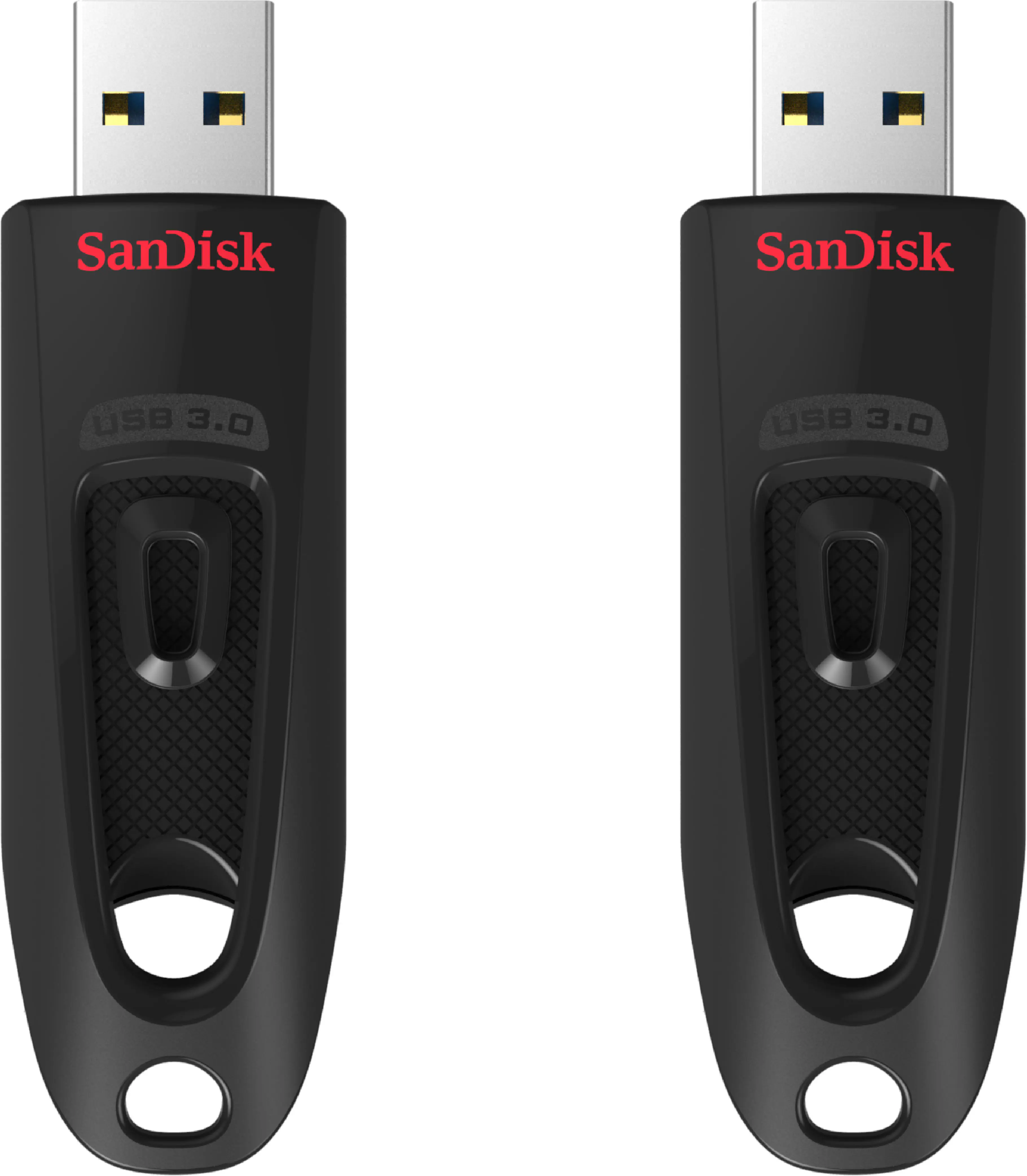 Front. SanDisk - Ultra 64GB USB 3.0 Flash Drive with Hardware Encryption (2-Pack) - Black.