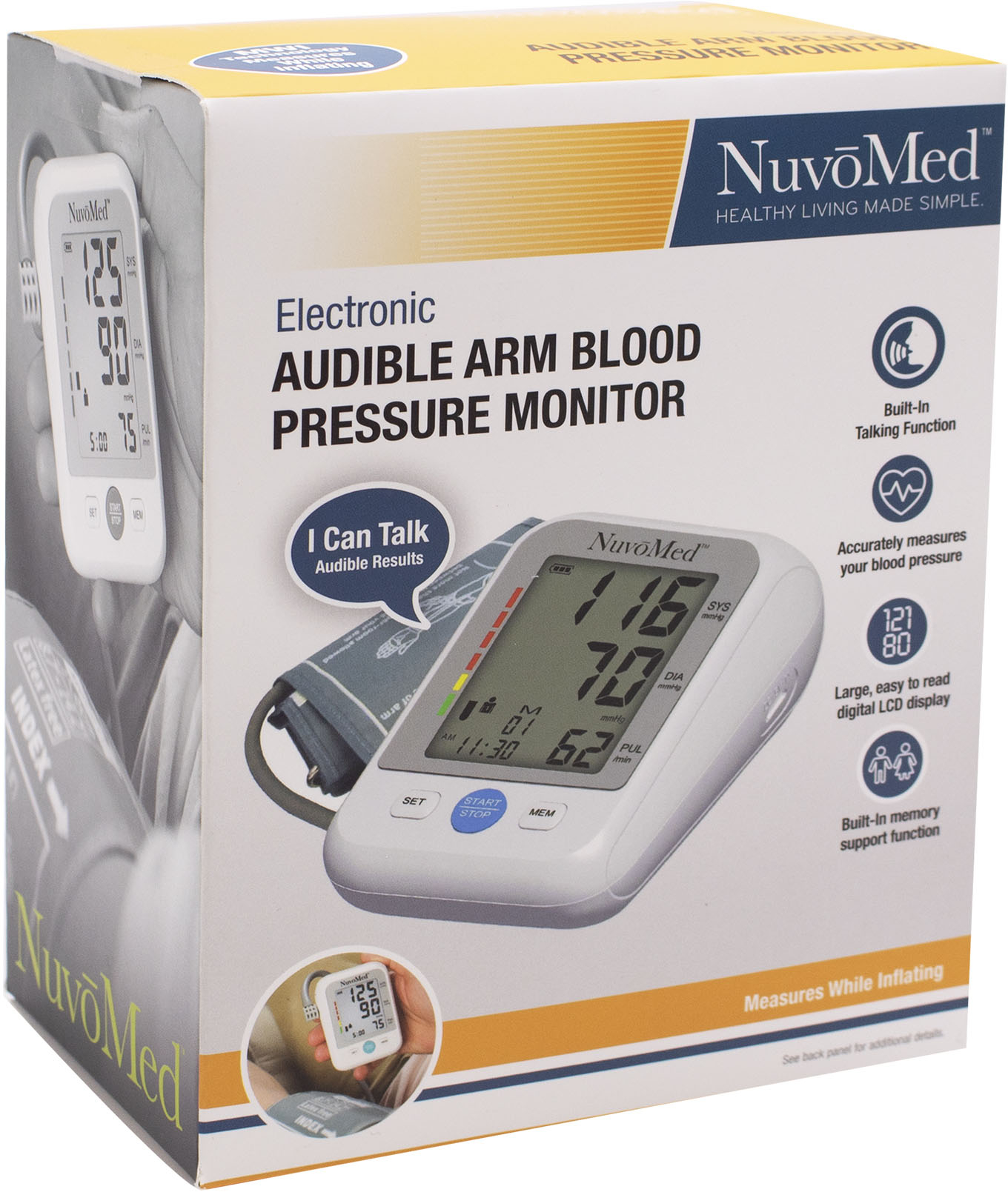 Angle View: Small D-Ring Cuff for Select Omron Blood Pressure Monitors - Gray