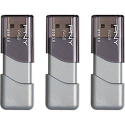 PNY - Turbo Attaché 3 64GB USB 3.0 Flash Drive, 3-Pack - Gray - Front_Zoom