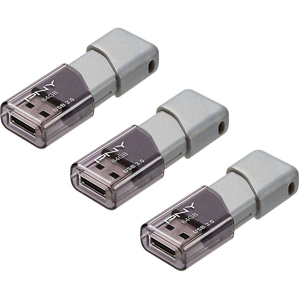 Alt View 11. PNY - Turbo Attaché 3 64GB USB 3.0 Type A Flash Drive, 3-Pack - Silver.