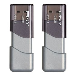 PNY - Turbo Attaché 3 128GB USB 3.0 Type A Flash Drive, 2-Pack - Silver - Front_Zoom