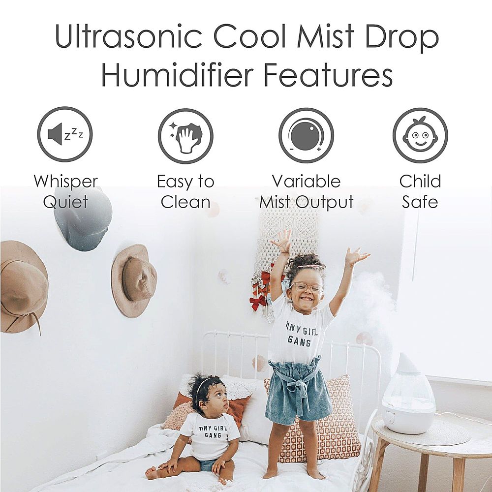 Angle View: CRANE - 1 Gal. Drop Ultrasonic Cool Mist Humidifier - Clear/White