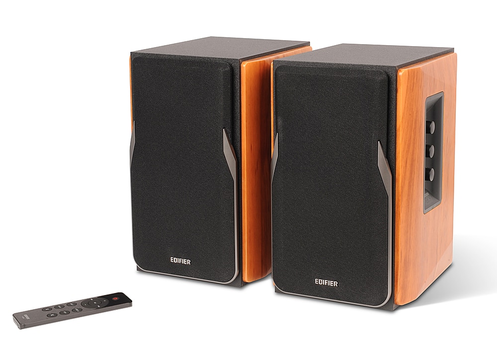 Edifier - R1380DB 4" 42-Watt Powered Bookshelf Speaker (Pair) - Brown - Front_Zoom
