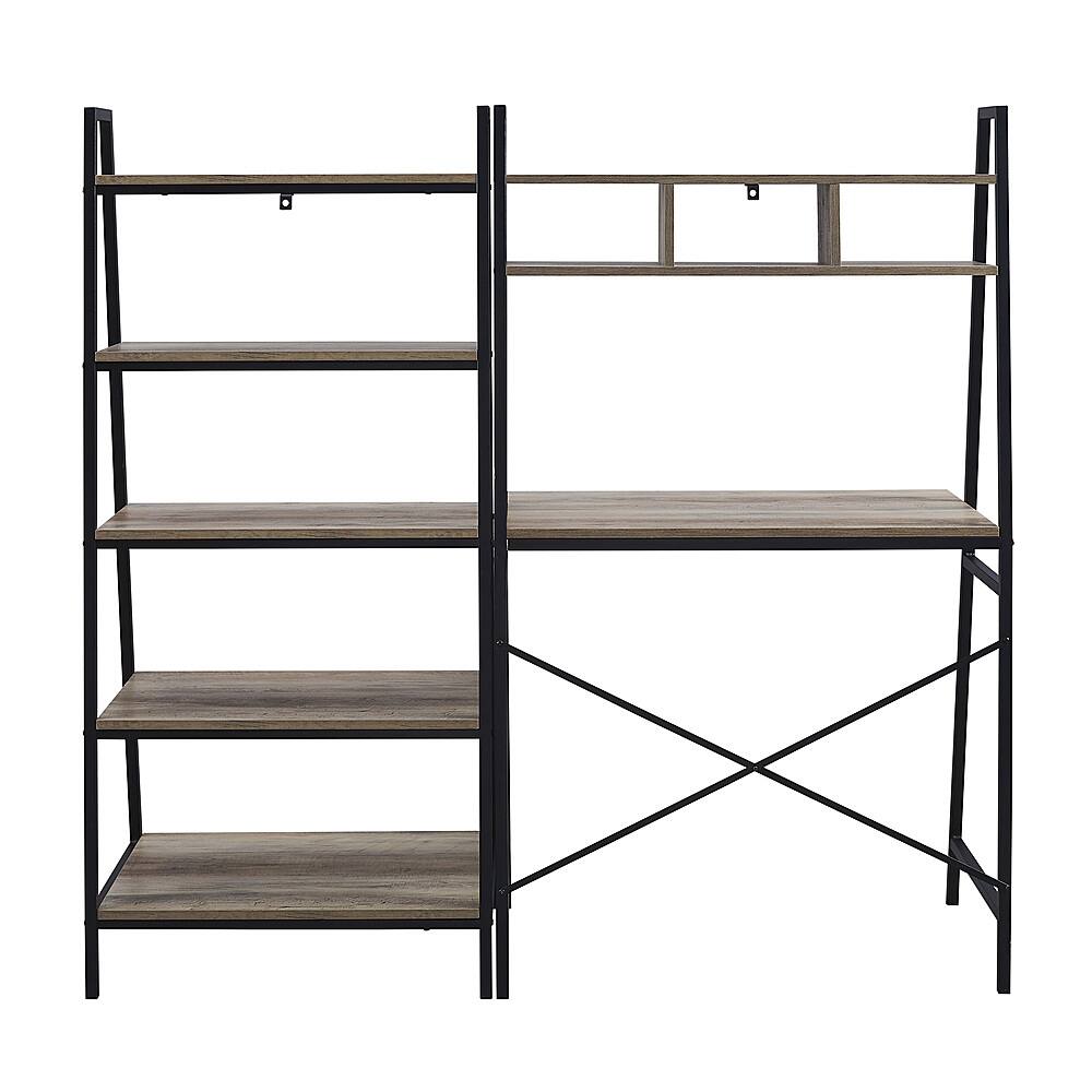 Best Buy: Walker Edison Modern Industrial Desk with Bookshelf Grey Wash ...