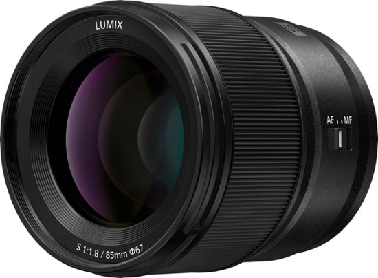 Front Zoom. Panasonic - LUMIX S-S85 85mm F1.8 L-Mount Lens for LUMIX S Series Cameras - Black.