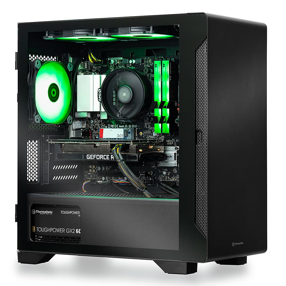 Back. Thermaltake - Graphite 360 Gaming Desktop - AMD Ryzen 5 5600X - 16GB Memory - NVIDIA GeForce RTX 3060 - 1TB NVMe M.2 - Black.
