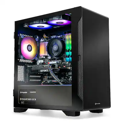 Front. Thermaltake - Graphite 360 Gaming Desktop - AMD Ryzen 5 5600X - 16GB Memory - NVIDIA GeForce RTX 3060 - 1TB NVMe M.2 - Black.