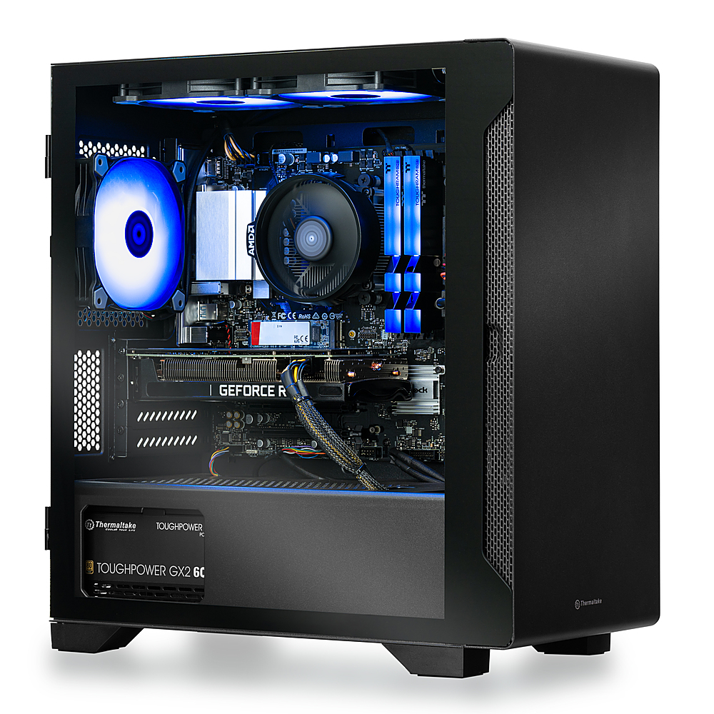 Left View: Thermaltake - Graphite 360 Gaming Desktop - AMD Ryzen 5 5600X - 16GB Memory - NVIDIA GeForce RTX 3060 - 1TB NVMe M.2 - Black