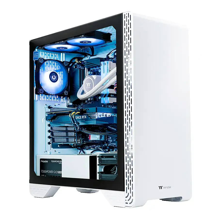 Alt View 5. Thermaltake - Glacier 360 Gaming Desktop - AMD Ryzen 5 5600X - 16GB Memory - NVIDIA GeForce RTX 3060 - 1TB NVMe M.2 - White.