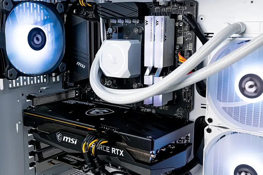 Alt View 6. Thermaltake - Glacier 360 Gaming Desktop - AMD Ryzen 5 5600X - 16GB Memory - NVIDIA GeForce RTX 3060 - 1TB NVMe M.2 - White.