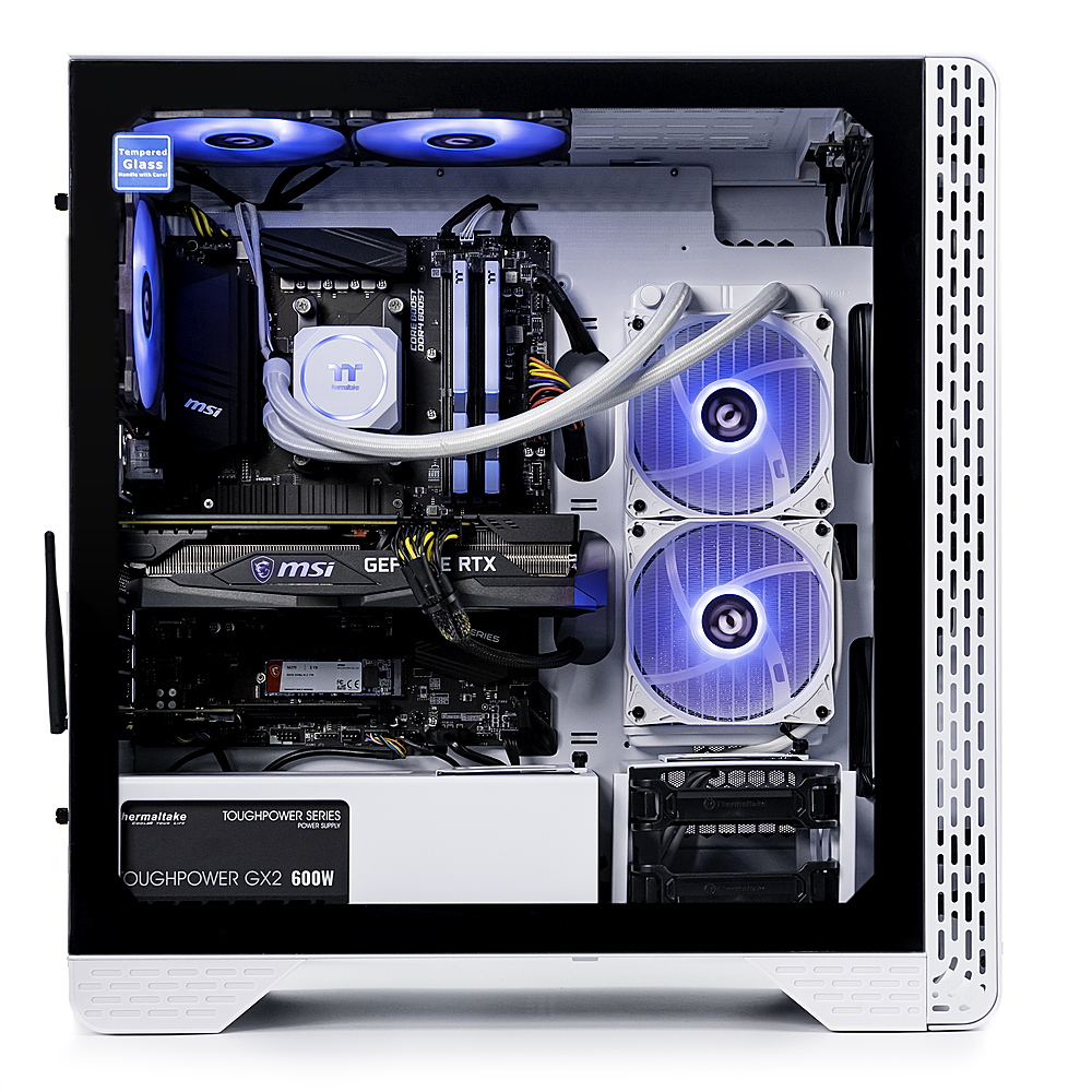 Left View: Thermaltake - Glacier 360 Gaming Desktop - AMD Ryzen 5 5600X - 16GB Memory - NVIDIA GeForce RTX 3060 - 1TB NVMe M.2 - White