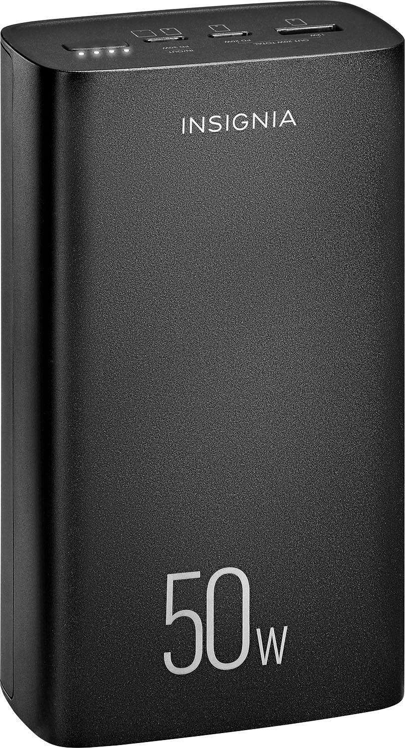 Angle View: Insignia™ - 20,000mAh Portable Charger for Laptops and Most USB Devices - Black