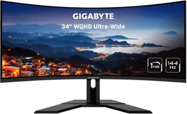 GIGABYTE G34WQC A 34" LED Curved WQHD FreeSync Premium Gaming Monitor with HDR (HDMI, DisplayPort, USB) - Black - Front_Zoom