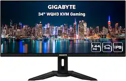 GIGABYTE - M34WQ 34" LED WQHD FreeSync Premium IPS Gaming Monitor with HDR (HDMI, DisplayPort, USB) - Black - Front_Zoom