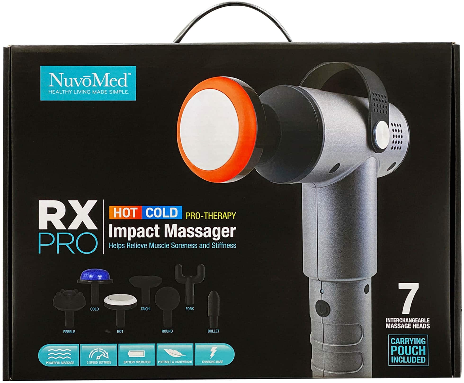 Alt View 12. NuvoMed - RX-2 Pro Hot and Cold Therapy Portable Impact Massager - Black.
