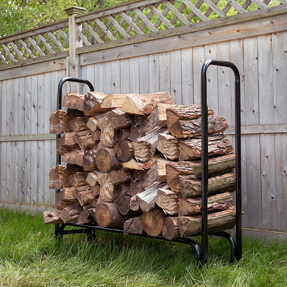 Nature Spring - Adjustable 4-Foot Steel Log Rack - Black