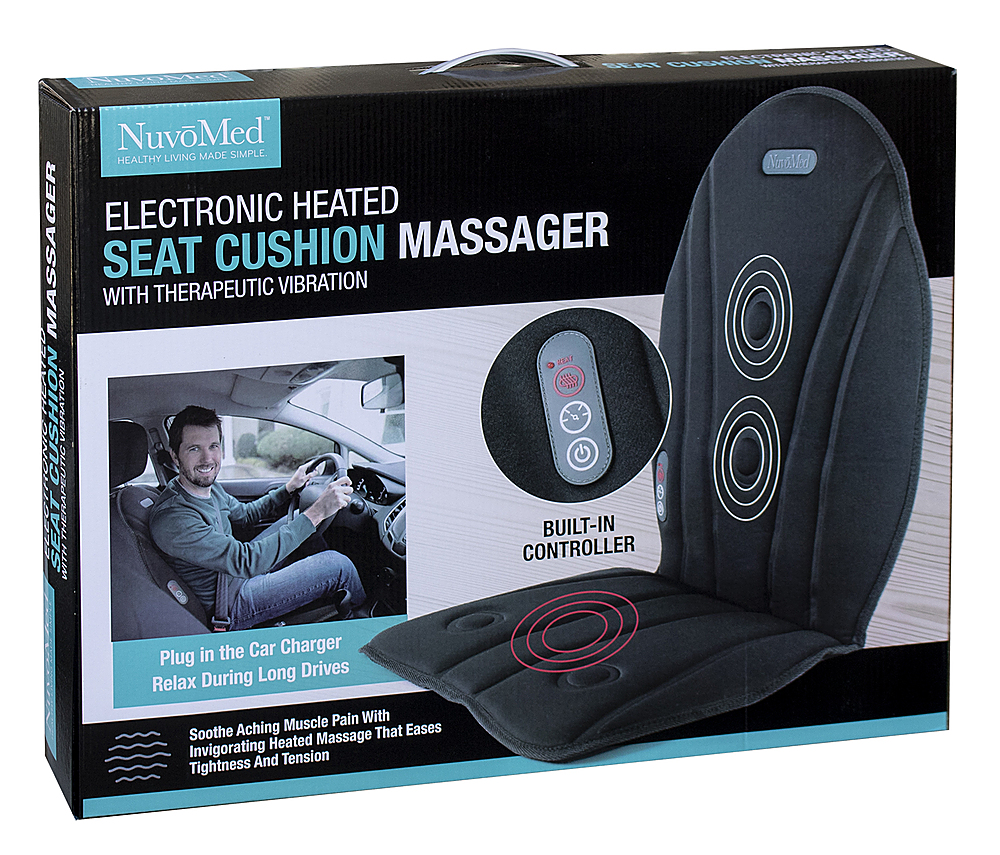 Qawachh Black Car Seat Full Back Massage Cushion Vibrating Heated