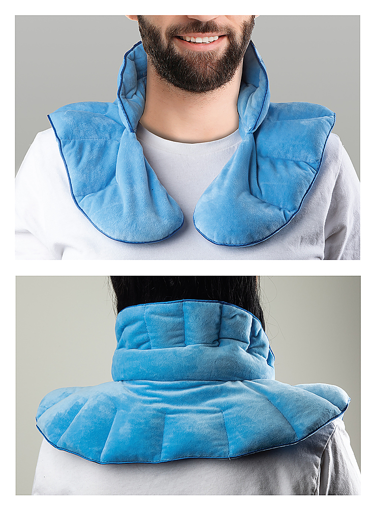 Left View: NuvoMed - Neck and Shoulder Wrap - Blue