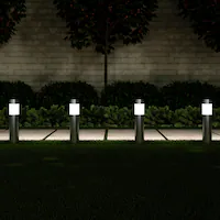 Nature Spring - Bollard Solar Outdoor Path Lights (Set of 6) - Brushed Aluminum - Alt_View_Zoom_11