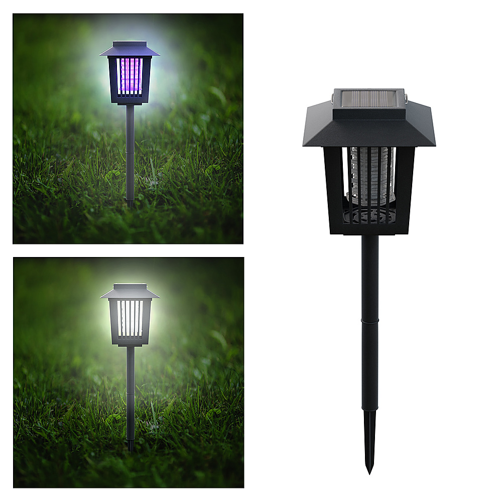 

Nature Spring - Solar Light, Mosquito and Insect Bug Zapper - LED/UV Radiation Outdoor Stake Fixture for Gardens, Pathways, and Patios - Black