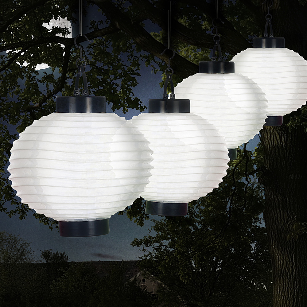 

Nature Spring - Solar LED Hanging Lantern Lights (Set of 4) - White