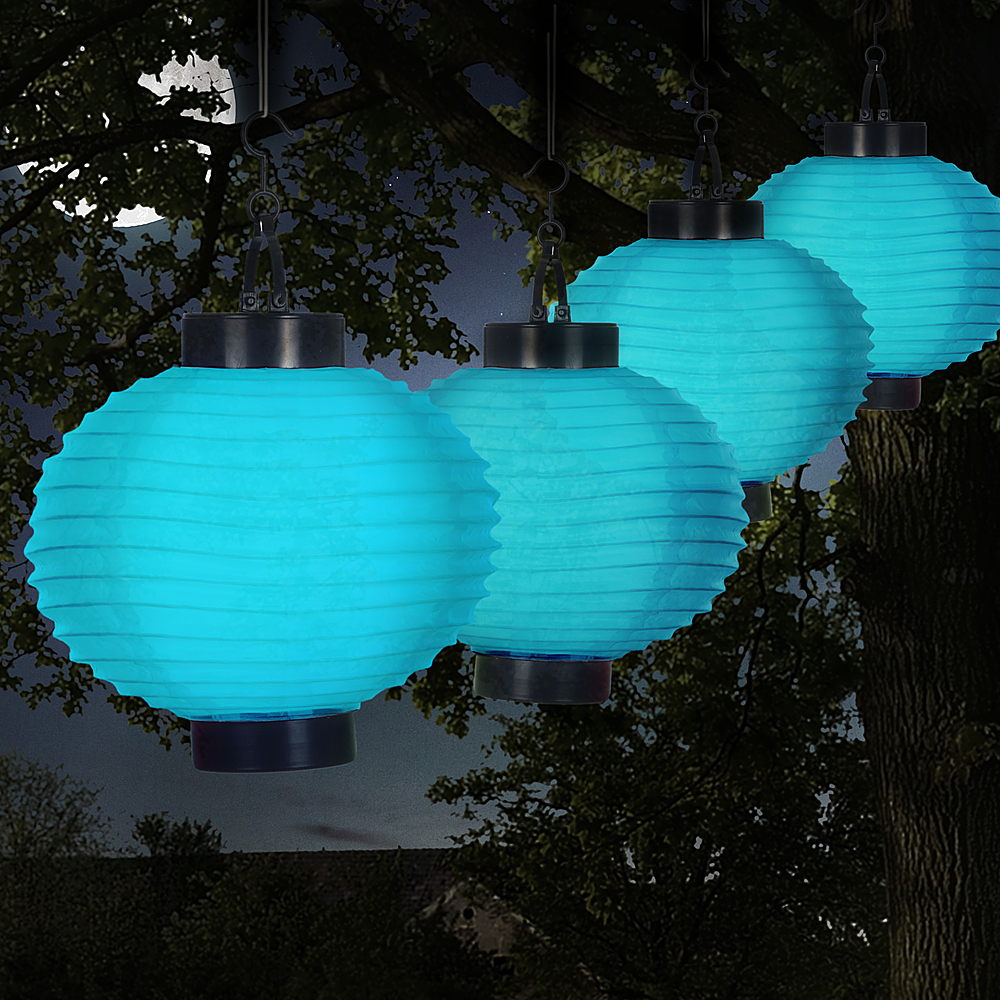 Nature Spring - Solar LED Hanging Lantern Lights (Set of 4) - Blue