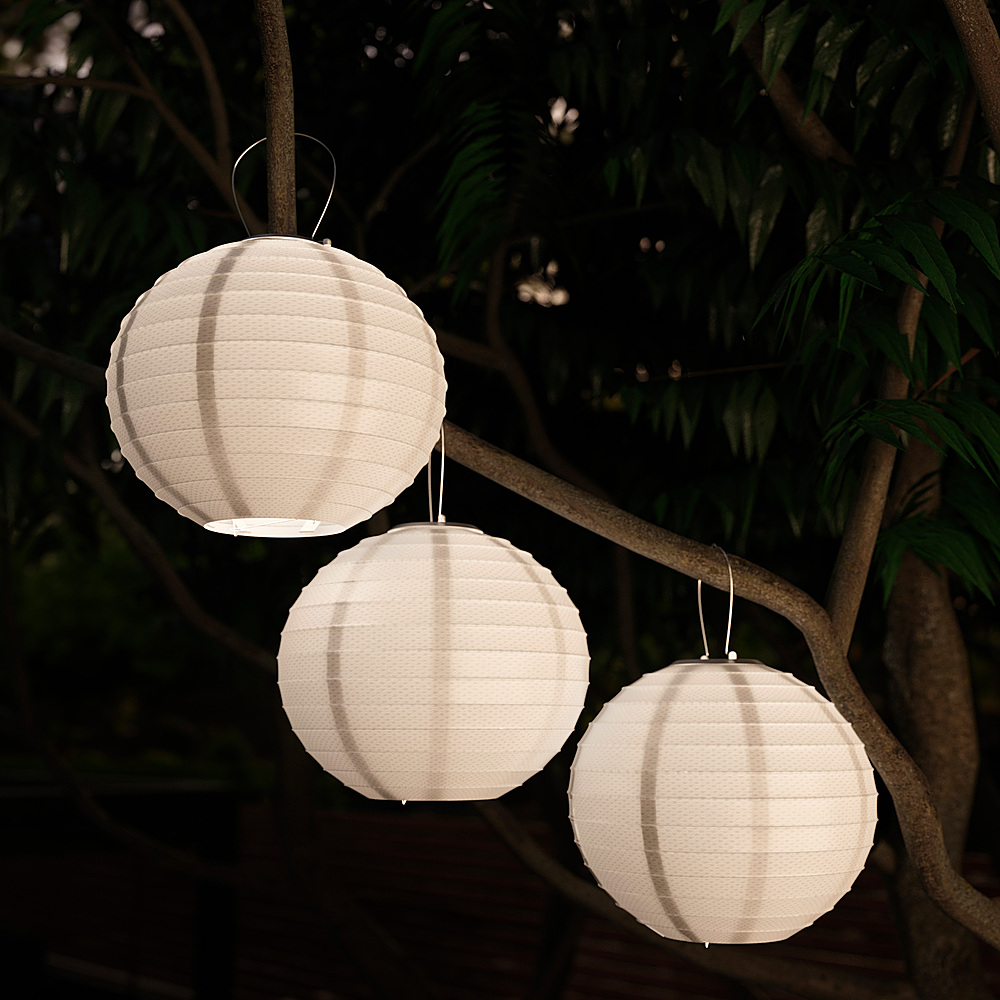 Glowing Paper Lanterns with White LED Lights - 8 Inch