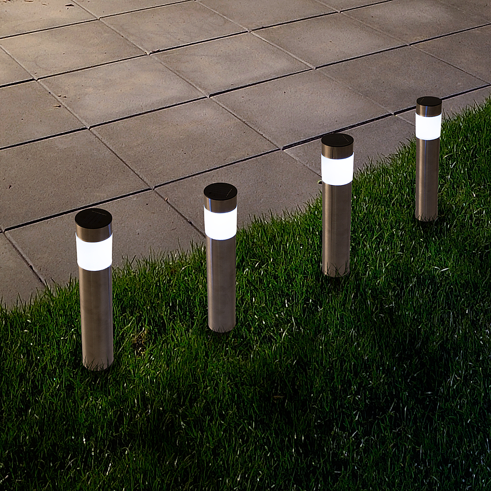 Nature Spring - Solar Outdoor LED Light Set of 4 - Stainless Steel