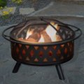 Alt View 11. Nature Spring - Round Cross-Weave Steel Wood Burning Fire Pit - Black.