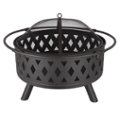 Alt View 17. Nature Spring - Round Cross-Weave Steel Wood Burning Fire Pit - Black.