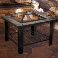 Nature Spring - Square Marble Tile Edge Wood Burning Fire Pit - Black and Orange - Alt_View_Zoom_11