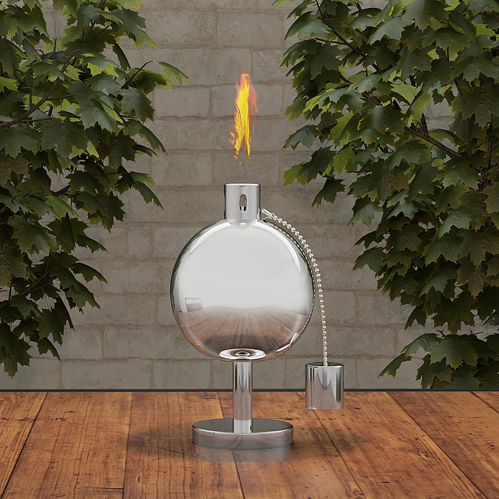 Nature Spring - Tabletop Metal Citronella Torch Lamp - Stainless Steel