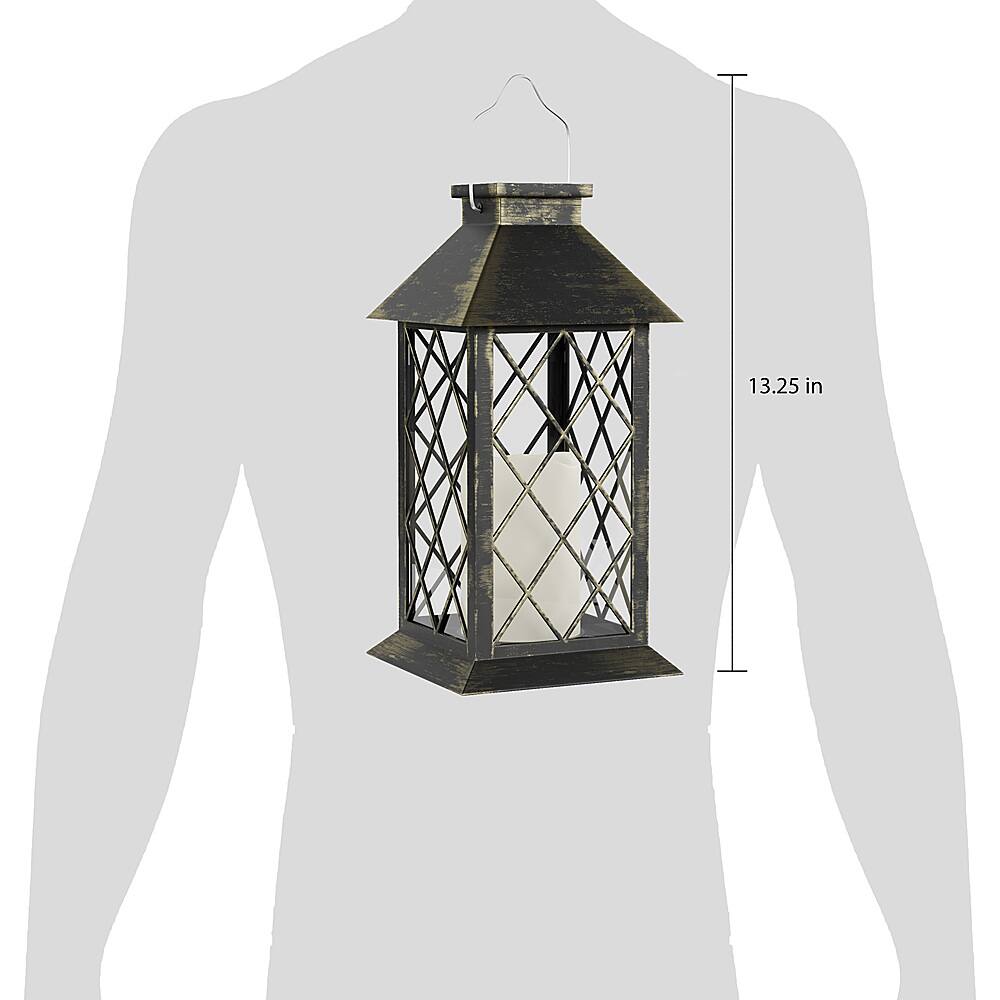 Alt View 14. Nature Spring - Solar LED Pillar Candle Lantern with Hanger - Bronze.
