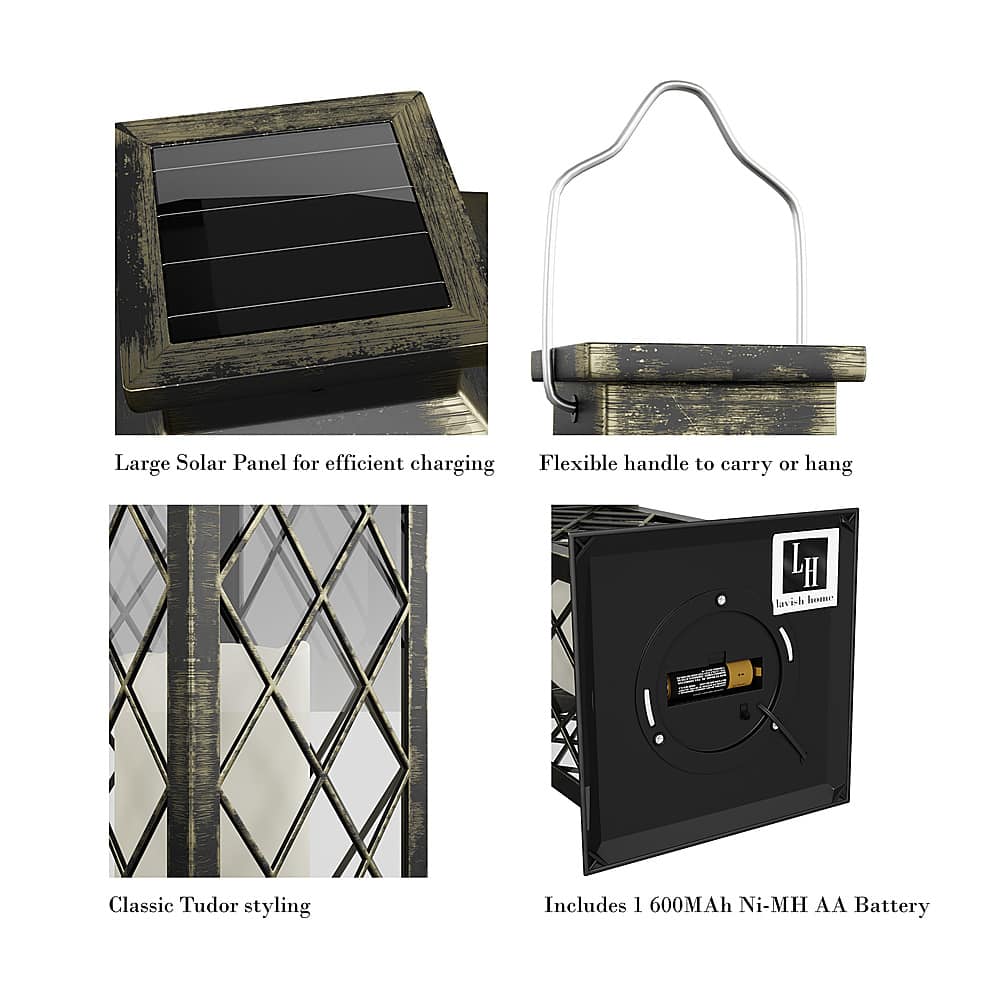 Alt View 17. Nature Spring - Solar LED Pillar Candle Lantern with Hanger - Bronze.