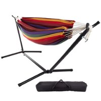 Hastings Home - Double Brazilian Woven Cotton Hammock with Stand and Carrying Ba - Red Stripes - Alt_View_Zoom_11