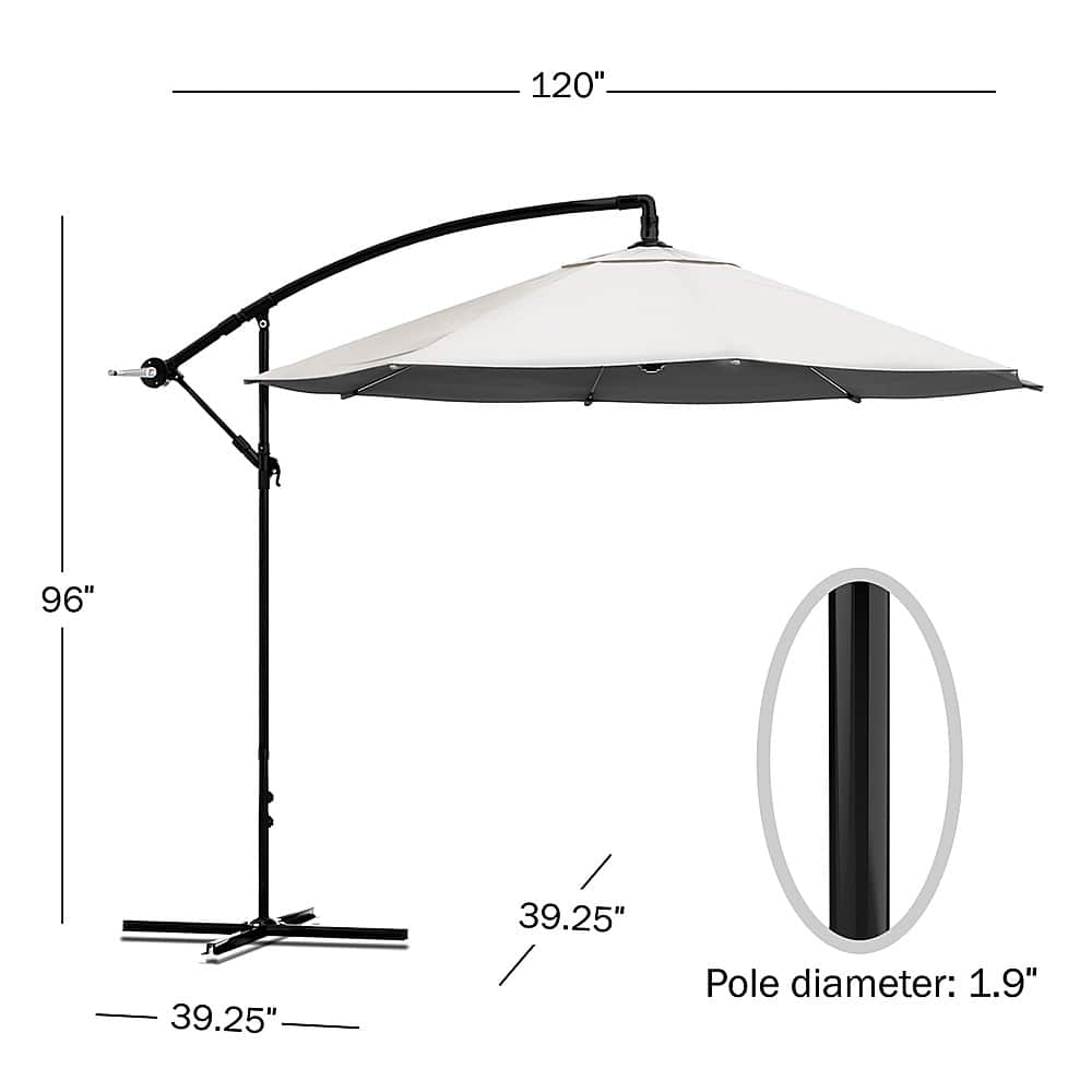 Alt View 12. Nature Spring - 10-Foot Cantilever Hanging Easy Crank Patio Umbrella - Tan.