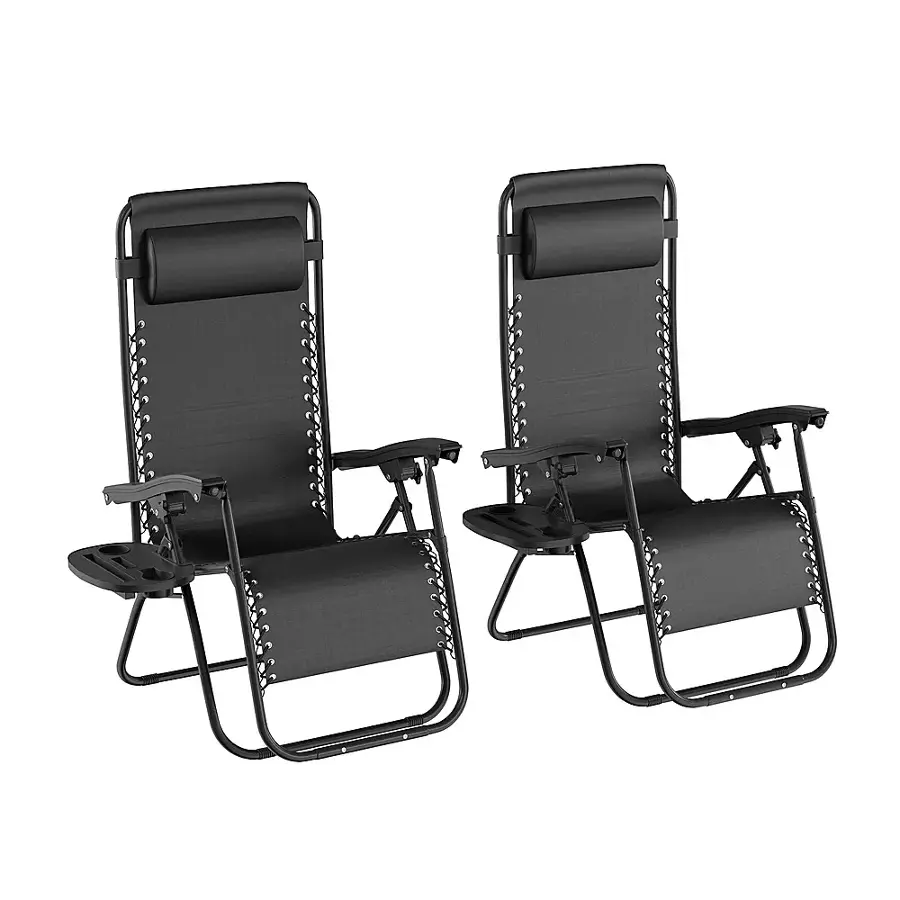 Alt View 18. Hastings Home - Anti-Gravity Lounge Chairs Set of 2 - Black.