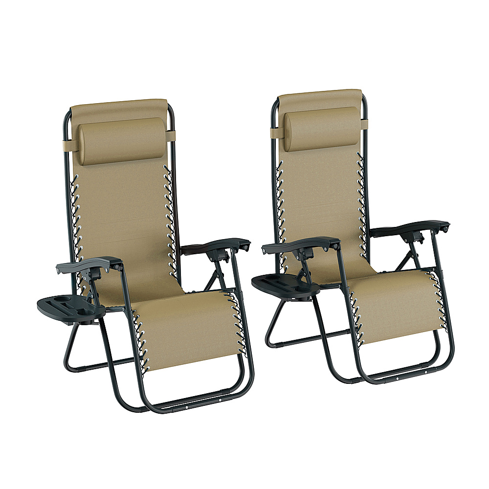 Hastings Home - Zero Gravity Lounge Chairs Set of 2 - Beige