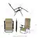 The image features a chair with a weight capacity of 300 lbs. It is a folding chair with a weight capacity of 300 lbs. The chair is shown in various positions, including a folded position, an open position, and a reclined position. The dimensions of the chair are 63.5" x 31" x 14" x 21" x 20" x 21" x 37" x 43" x 17" x 14" x 25" x 5.5".