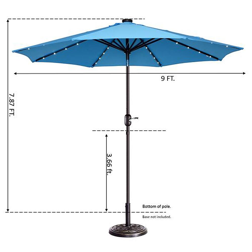 Nature Spring – 9-Foot Patio Umbrella with Solar LED Lights – Blue Sansujyuku sansujyuku.com