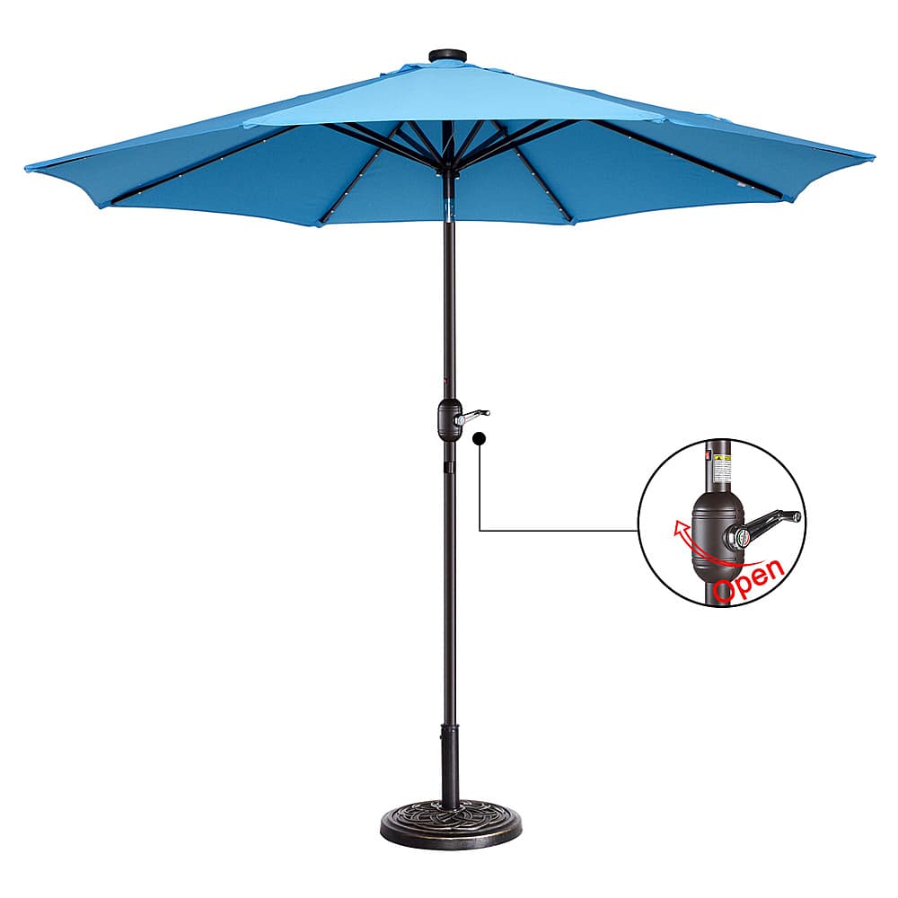 Nature Spring 9-Foot Patio Umbrella with Solar LED Lights Blue ...