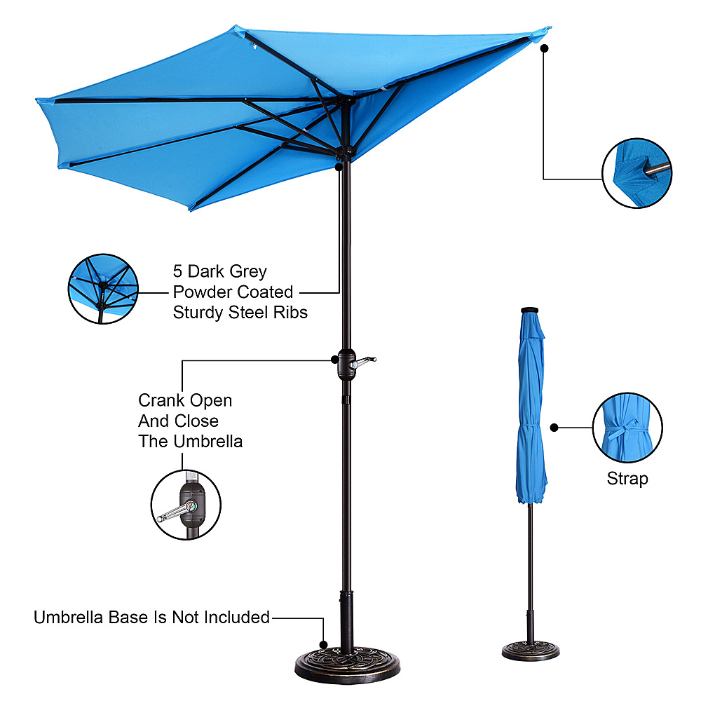 Nature Spring 9-Foot Half Round Patio Umbrella Blue 479917SZY - Best Buy