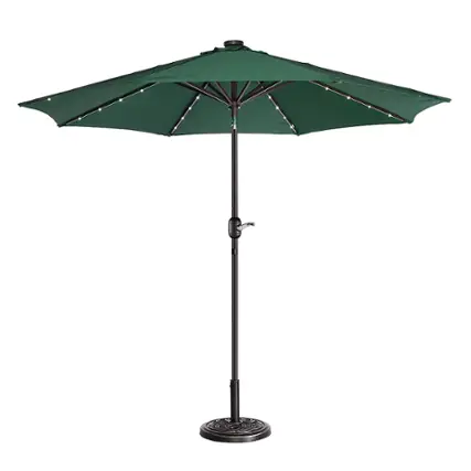Alt View 11. Nature Spring - 9-Foot Solar LED Lighted Patio Umbrella - Forest Green.