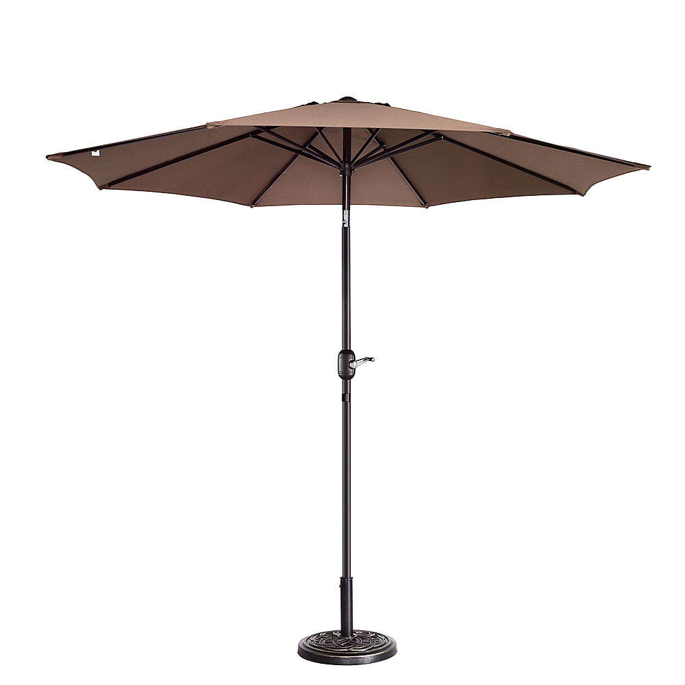 Nature Spring - 9-Foot Outdoor Patio Umbrella with Push Button Tilt - Brown