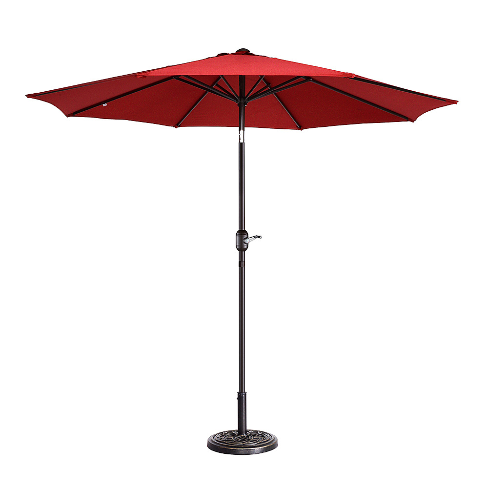 Nature Spring - 9-Foot Outdoor Patio Umbrella with Push Button Tilt - Red