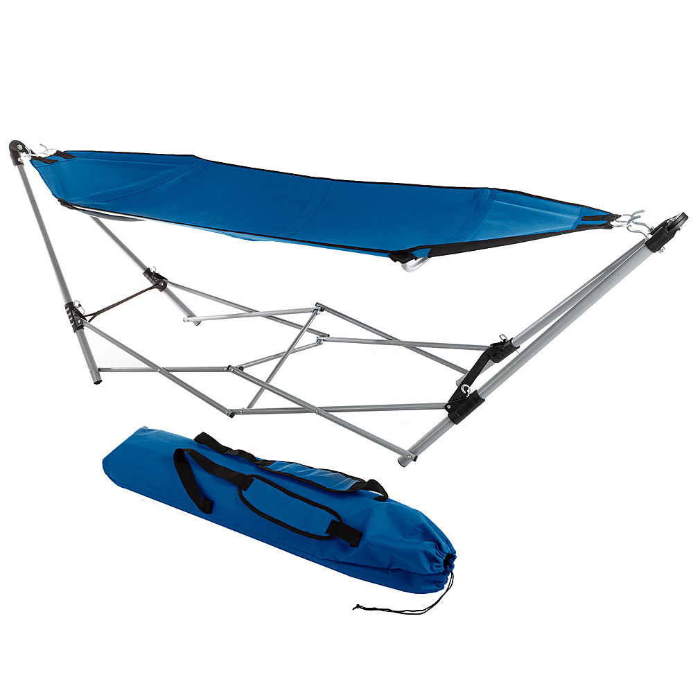 Hastings Home - Portable Hammock with Stand and Carrying Bag - Blue