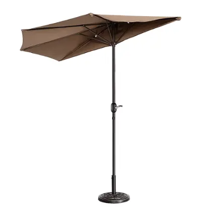 Alt View 11. Nature Spring - 9-Foot Patio Half Umbrella - Brown.