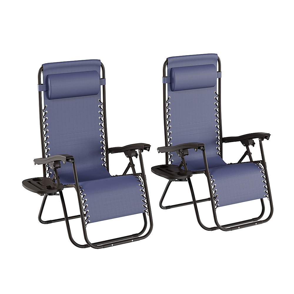 Alt View 18. Hastings Home - Zero Gravity Lounge Chairs Set of 2 - Navy Blue.